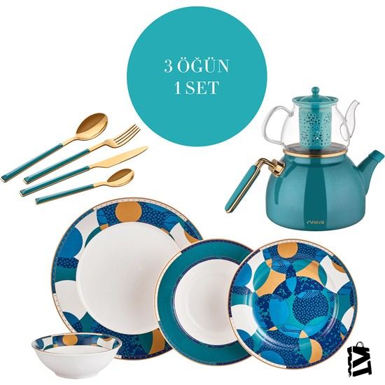 Neva N2936 Mentol Hare 3 öğün 1 Set - Elden Taksitle Sözleşmeli Senetli Alışveriş