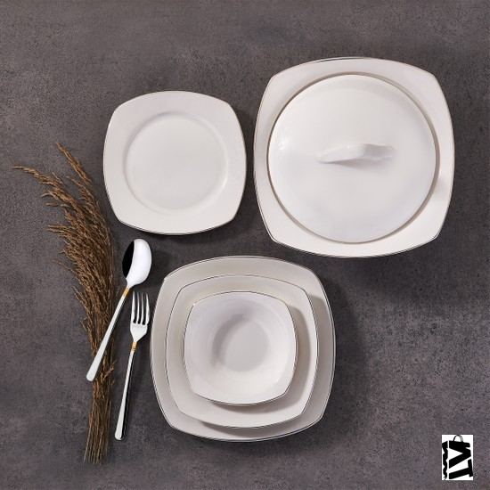 Korkmaz Mona Collection 60 Parça Kare Yemek Takımı - Elden Taksitle Sözleşmeli Senetli Alışveriş