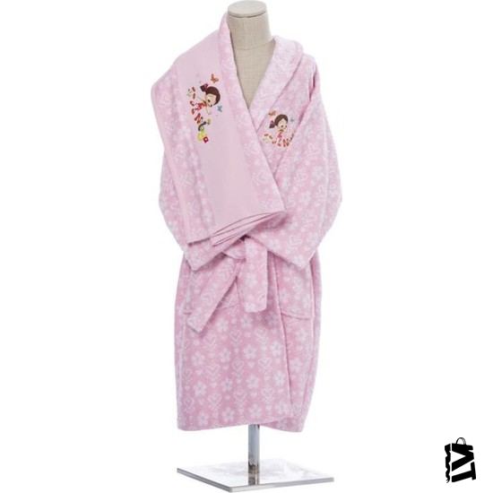 özdilek Niloya Heart Lisanslı Havlu Bornoz Set Pembe 3/4 Yaş - Elden Taksitle Sözleşmeli Senetli Alışveriş