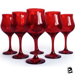Paşabahçe Wavy Ayaklı Kırmızı Kadeh Bardak 6 Adet 440258