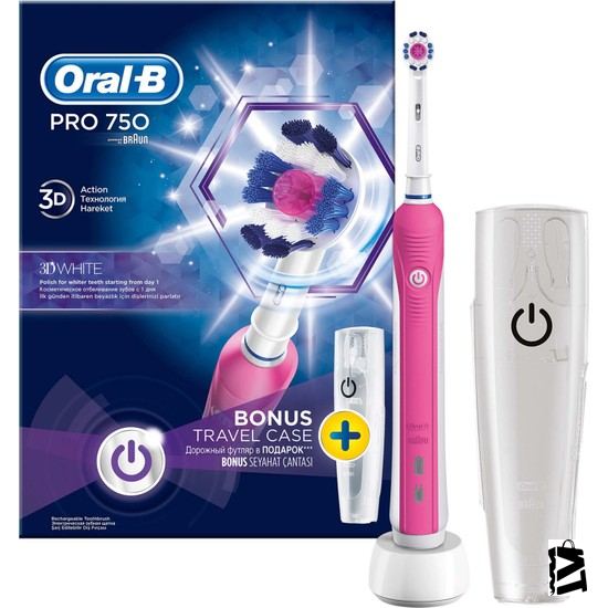 Oral-b Pro 750 Pembe şarj Edilebilir Seyahat Kabı Hediyeli Diş Fırçası - Elden Taksitle Sözleşmeli Senetli Alışveriş
