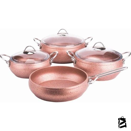 özkent Rose Gold 7 Parça Granit Güveç Set Metal Sap K-541 - Elden Taksitle Sözleşmeli Senetli Alışveriş