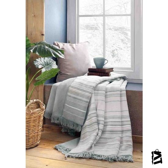 özdilek Striped Mint Pamuk çift Kişilik Battaniye 180x220 Cm - Elden Taksitle Sözleşmeli Senetli Alışveriş