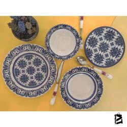 Biev Blue Floral 24 Parça Yemek Takımı