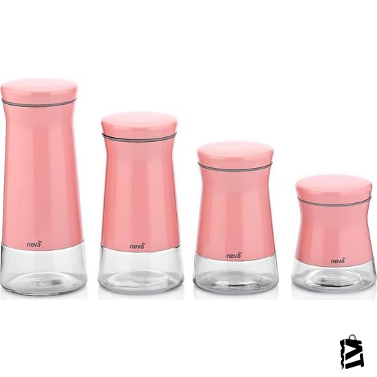 Neva N2396 Sweet Maxi Pembe 4lü Cam Kavanoz Seti - Elden Taksitle Sözleşmeli Senetli Alışveriş