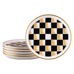 Biev 6'lı Damalı Yuvarlak Pasta Tabağı