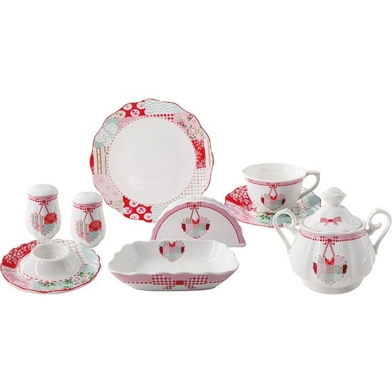 Biev Patchwork 35 Parça 6 Kişilik Porselen Kahvaltı Takımı - Elden Taksitle Sözleşmeli Senetli Alışveriş
