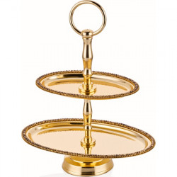 Bernardo Amber Altın Rengi Dekoratif Oval Katlı Stant - Küçük Boy