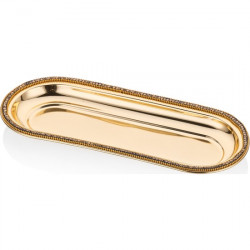 Bernardo Amber Altın Rengi Paslanmaz çelik Dekoratif Tepsi - 34 Cm