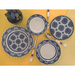 Biev Blue Floral 24 Parça Yemek Takımı